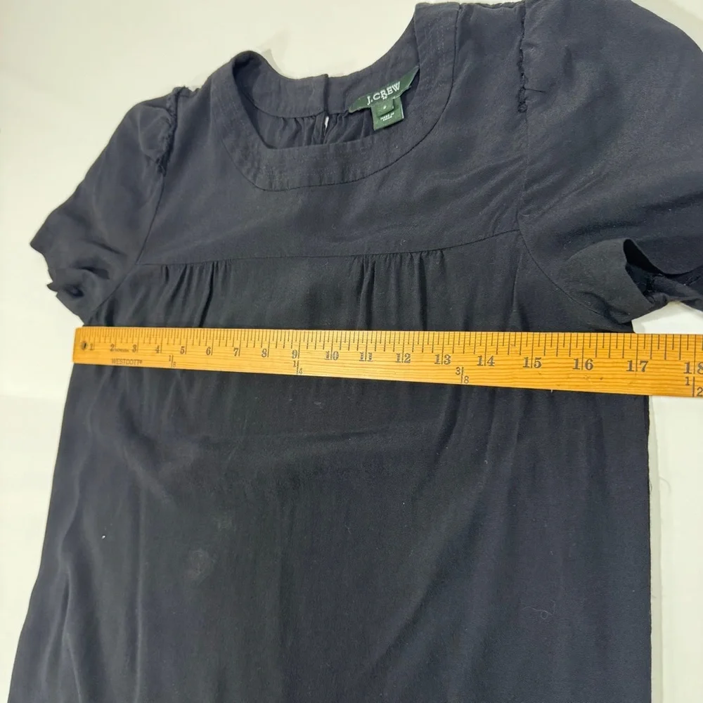 J Crew Women’s Black Puff Sleeve Short‎ Sleeve Blouse Size 2